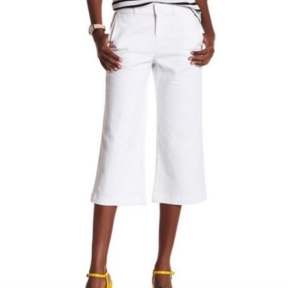 Kate Spade NWOT Broome Street fresh white denim wide leg pants/culottes - Picture 3 of 14